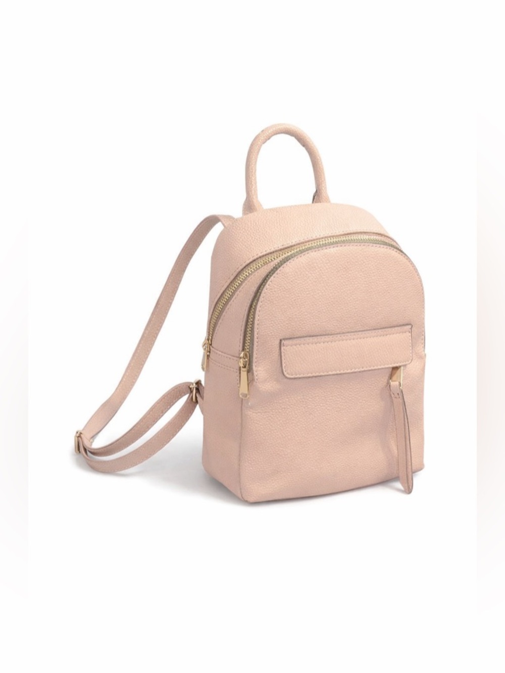small pink faux leather backpack